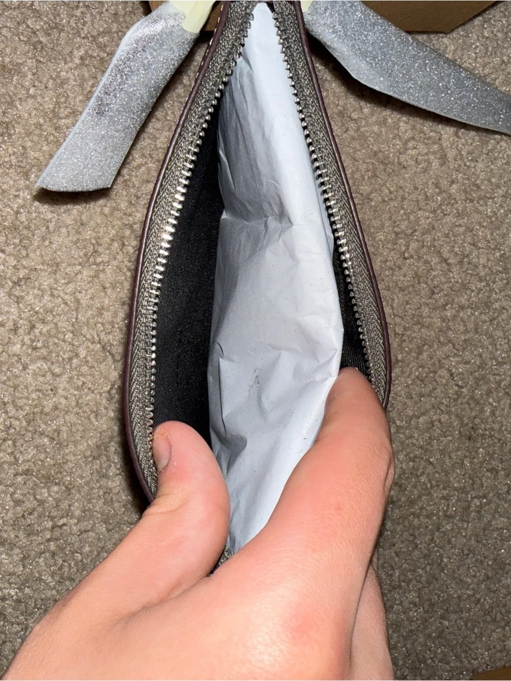 Coach Metallic Gray Pebbled Leather Wristlet - Picture 3 of 5